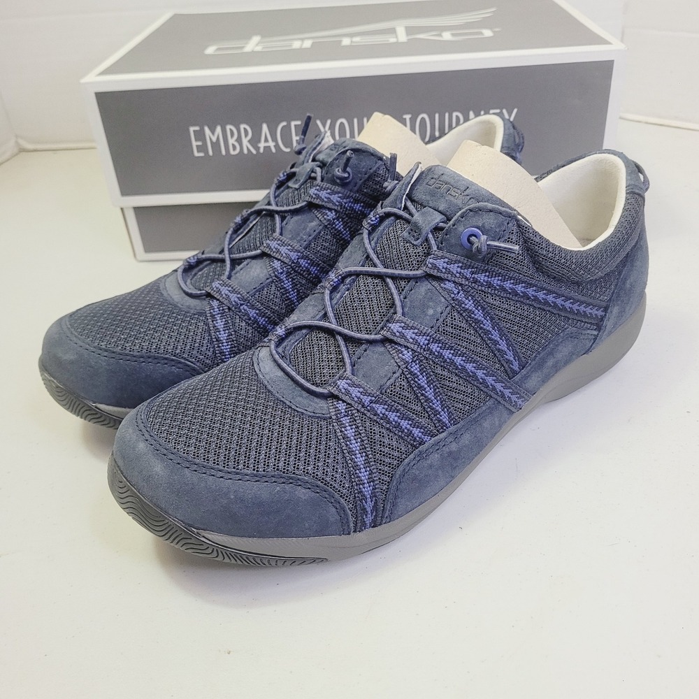 Dansko Women's Harlyn Sneaker Size 41 (US 10.5) Blue Suede Bungee Walking Shoes - Picture 4 of 15